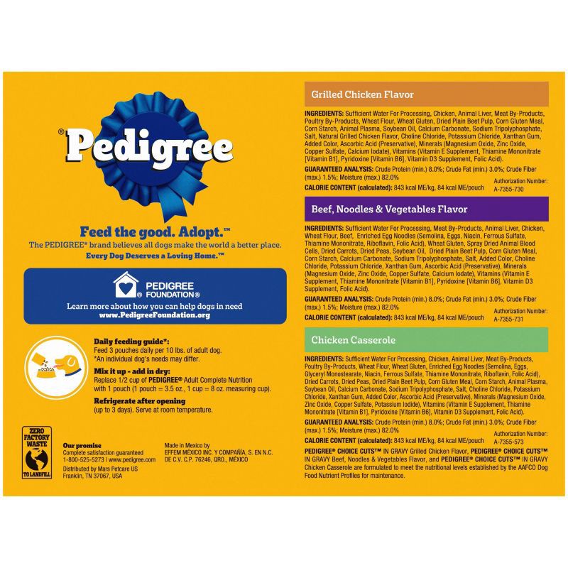 slide 2 of 17, Pedigree Choice Cuts in Gravy Chicken, Vegetable, and Beef Flavor Variety Pack Pouch Wet Dog Food - 3.5oz/18ct, 18 ct; 3.5 oz