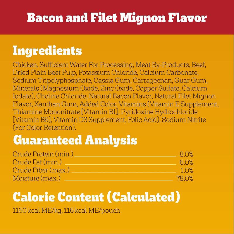 slide 9 of 13, Pedigree Chopped Ground Dinner Chicken, Steak, Beef and Bacon Flavor Pouch Variety Pack Wet Dog Food - 63oz, 63 oz