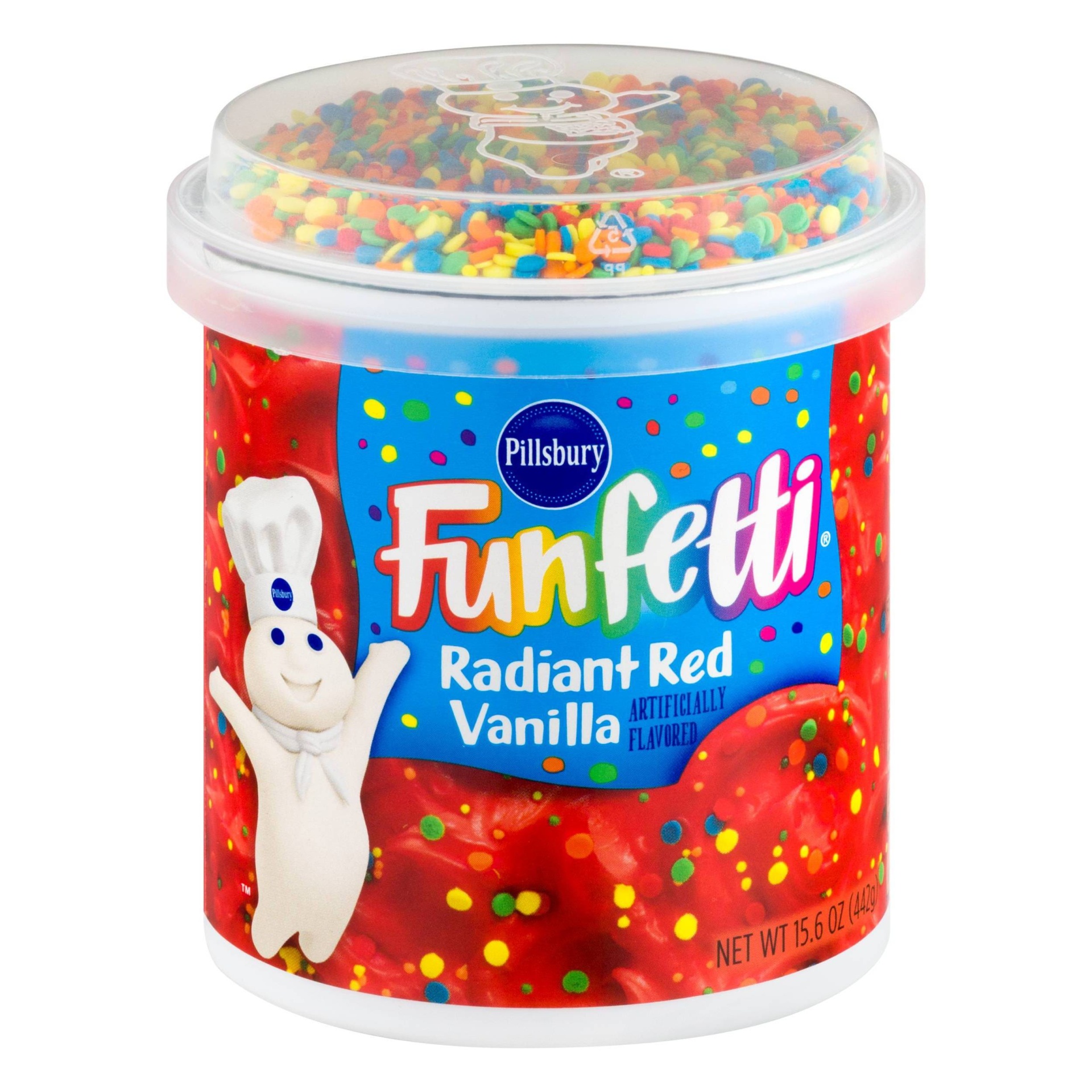 slide 1 of 1, Pillsbury Funfetti Radiant Red Vanilla Frosting, 15.6 oz