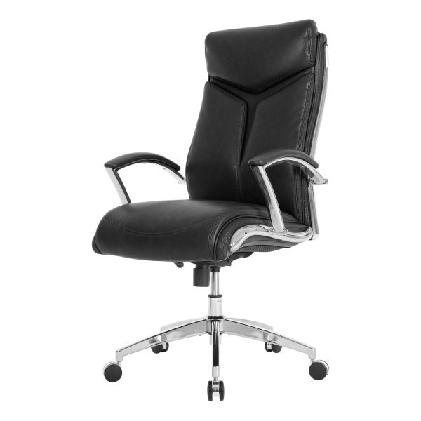 slide 6 of 10, Realspace® Modern Comfort Verismo Bonded Leather High-Back Executive Office Chair, Black/Chrome, BIFMA Compliant, 1 ct