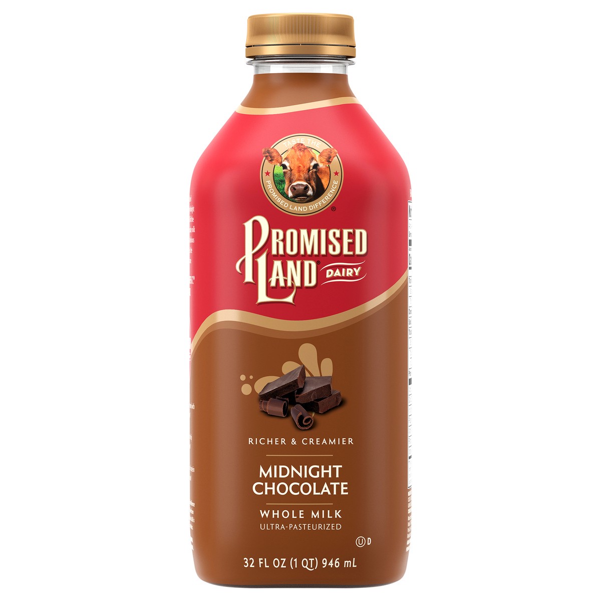 slide 1 of 4, Promised Land Dairy Midnight Chocolate Whole Milk 32 fl oz, 1 qt
