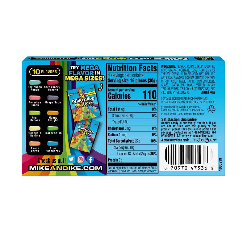 slide 3 of 6, Mike and Ike Mega Mix Chewy Assorted Candy - 4.25oz, 4.25 oz