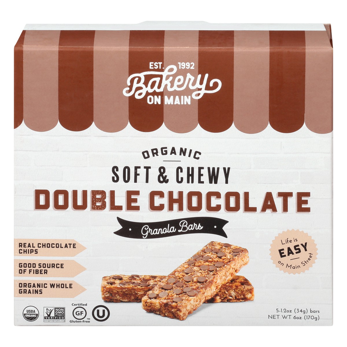 slide 1 of 12, Bakery on Main Organic 5 Pack Soft & Chewy Double Chocolate Granola Bar 5 ea, 5 ct