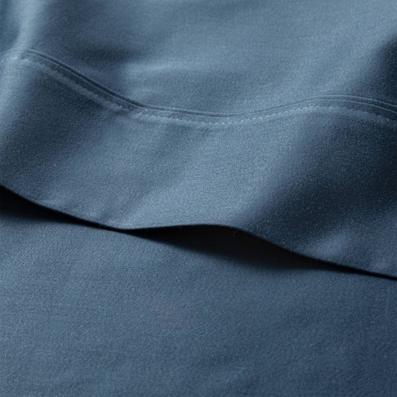 slide 3 of 4, Full Solid Performance 400 Thread Count Sheet Set Metallic Blue - Threshold™: Cotton Sateen, Wrinkle-Resistant, OEKO-TEX Certified, 1 ct