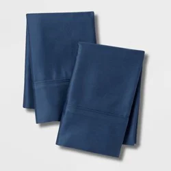 King Solid Performance 400 Thread Count Pillowcase Set Metallic Blue - Threshold™: Cotton Sateen, Machine Washable, Set of 2