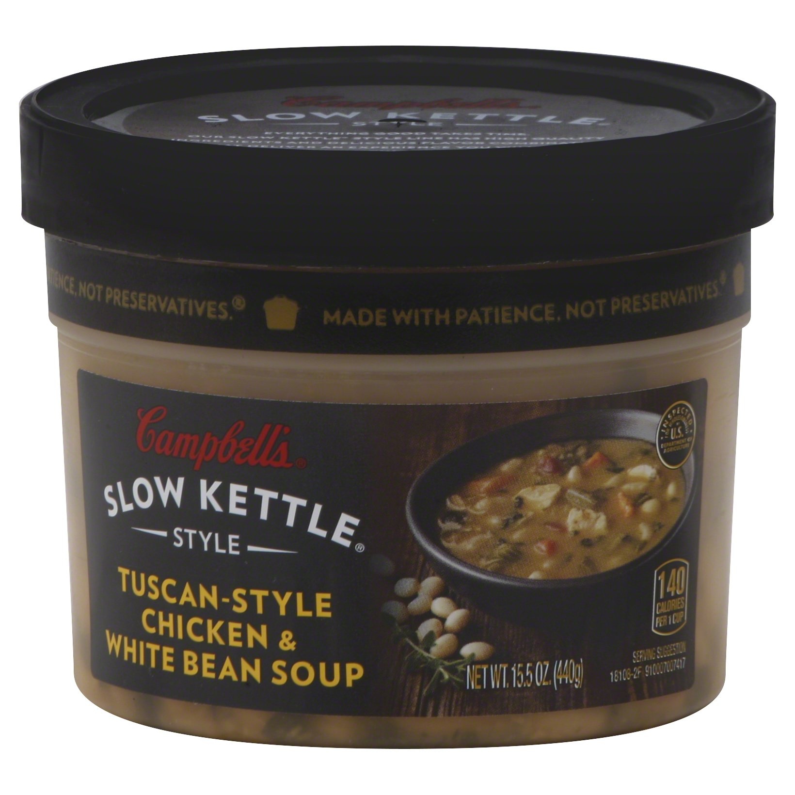 slide 1 of 4, Campbell's Slow Kettle Style Tuscan Style Chicken & White Bean Soup Microwaveable Bowl, 15.5 oz