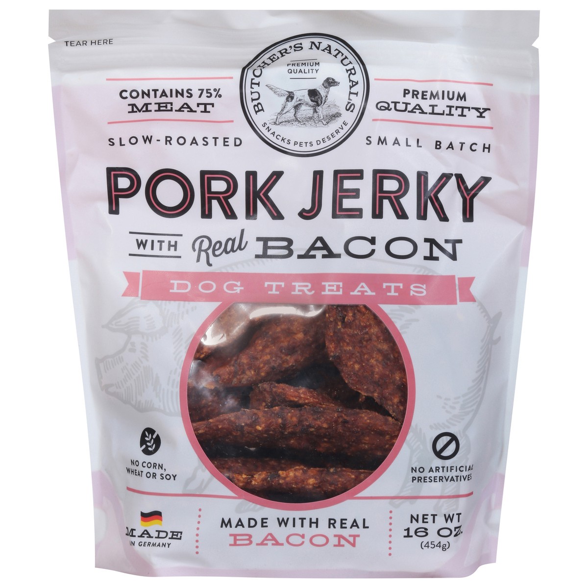 slide 1 of 9, Butcher's Naturals Pork Jerky Dog Treats, 16 oz
