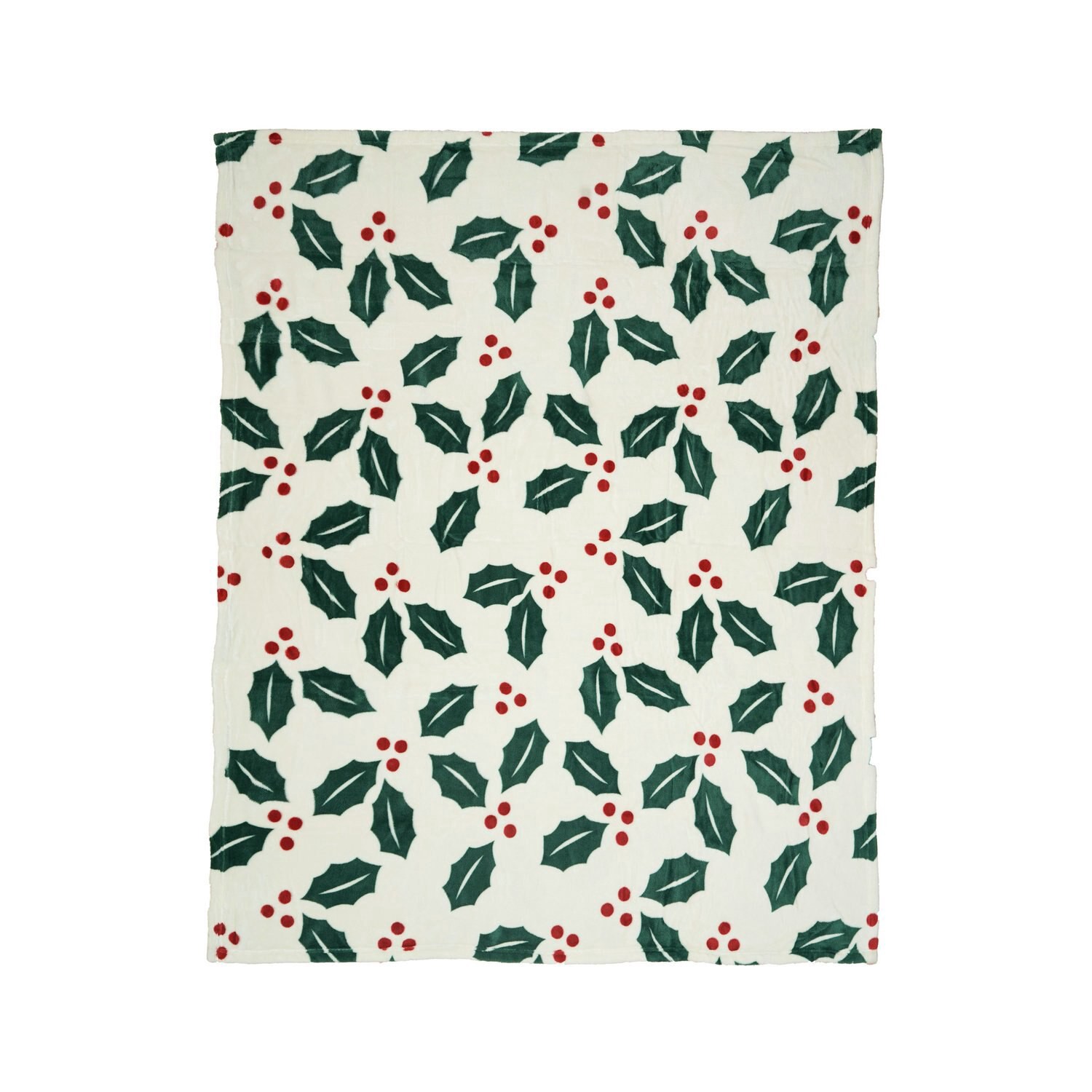 slide 2 of 3, Merry Brite Flannel Throw Blanket, Holly Leaves, 50 X 60 In, 1 ct