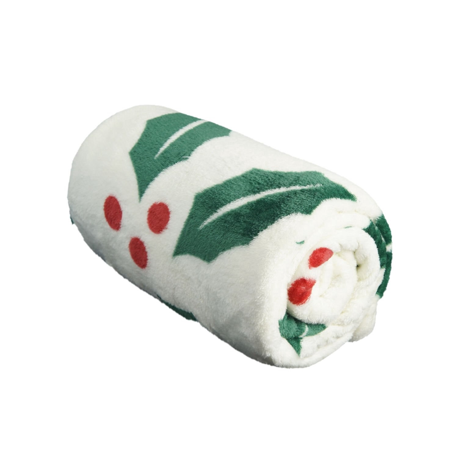 slide 3 of 3, Merry Brite Flannel Throw Blanket, Holly Leaves, 50 X 60 In, 1 ct