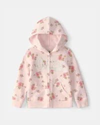 Toddler Girl Floral OshKosh Logo Zip-Up Hoodie - Pink 5T