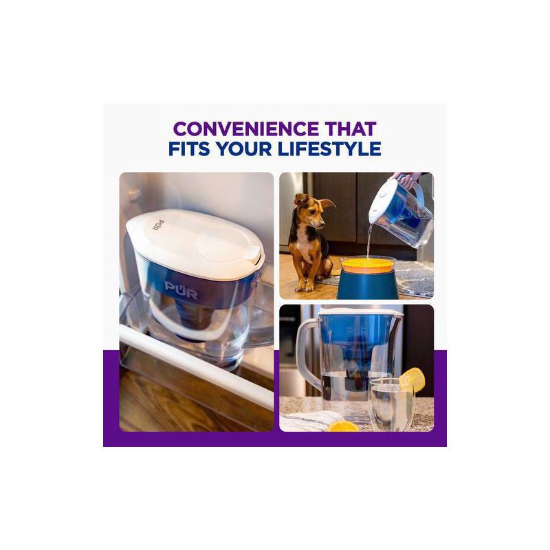 slide 7 of 10, PUR Filtration PUR 7 Cup Water Pitcher Filtration System White/Blue PPT700W: BPA-Free, Filters Chlorine & Mercury, 40-Gallon Capacity, 1 ct