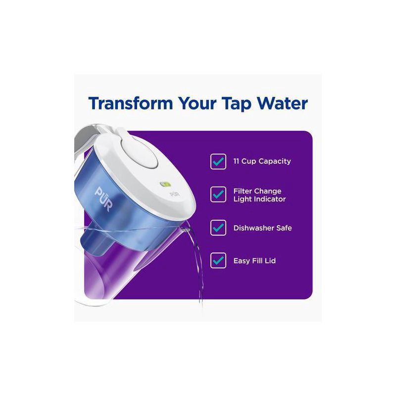 slide 3 of 9, PUR Filtration PUR 11 Cup Water Filtration Pitcher - Blue/White, 1 ct