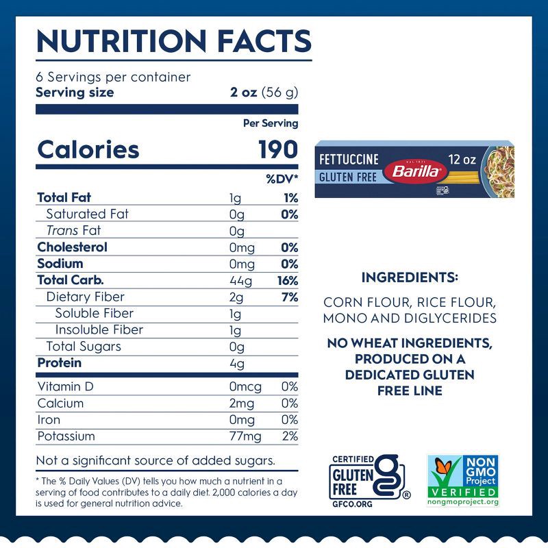 slide 8 of 8, Barilla Gluten Free Fettuccine Pasta - 12oz, 12 oz