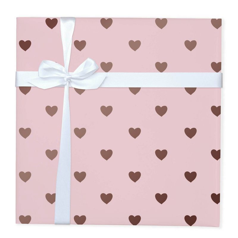 slide 2 of 2, 8x2.5' Foil Hearts Gift Wrapping Paper Pink - Spritz™, 1 ct