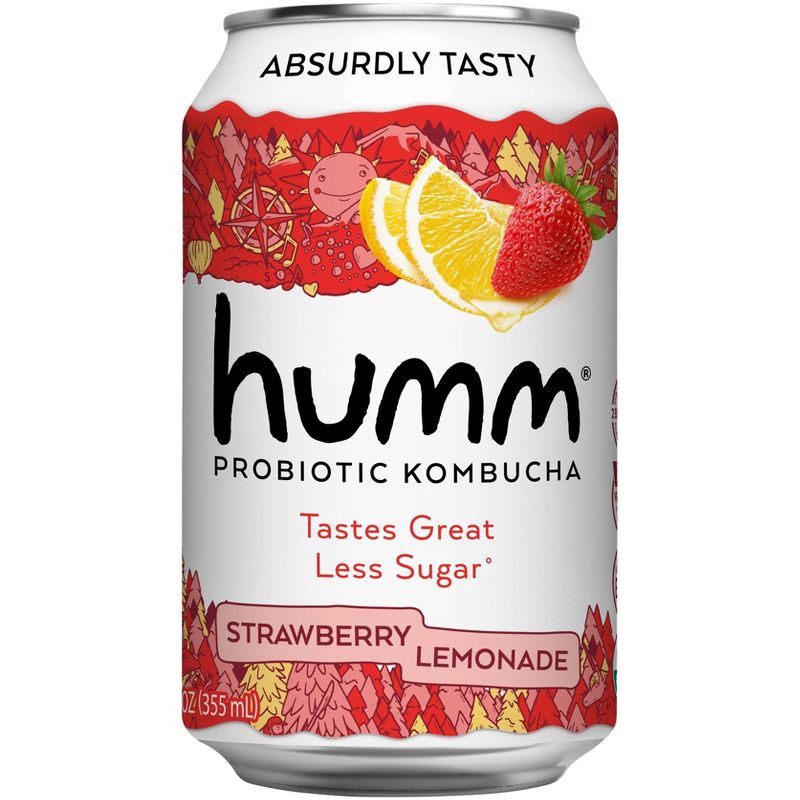 slide 1 of 3, Humm Kombucha Humm Strawberry Lemonade Probiotic Kombucha - 12 fl oz, 12 fl oz