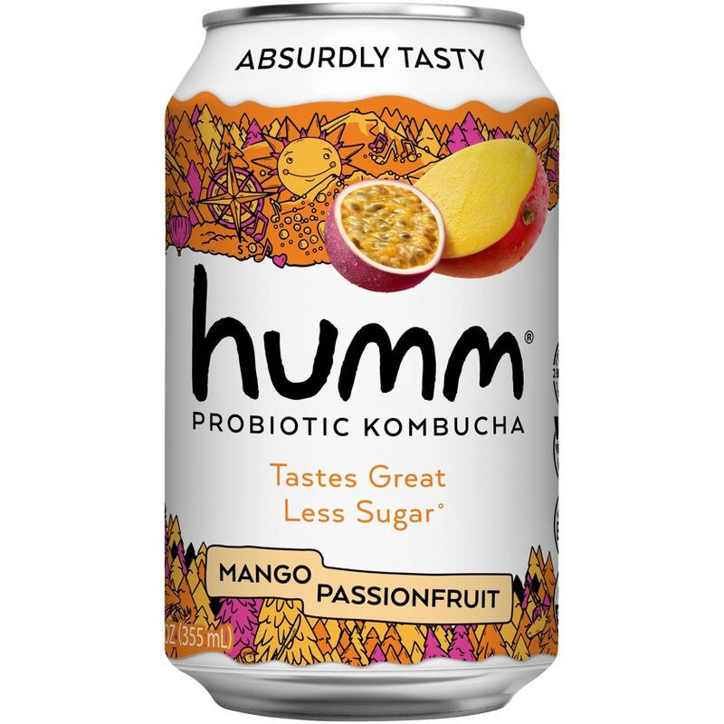 slide 1 of 4, Humm Kombucha Humm Mango Passionfruit Probiotic Kombucha - 12 fl oz, 12 fl oz