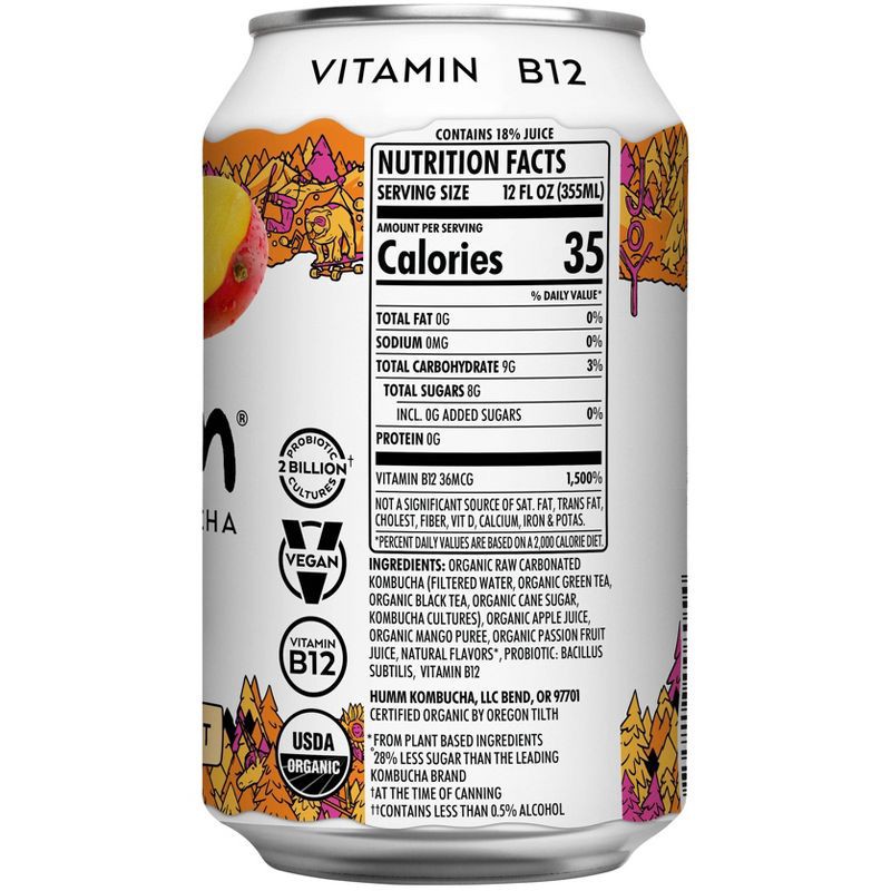 slide 2 of 4, Humm Kombucha Humm Mango Passionfruit Probiotic Kombucha - 12 fl oz, 12 fl oz