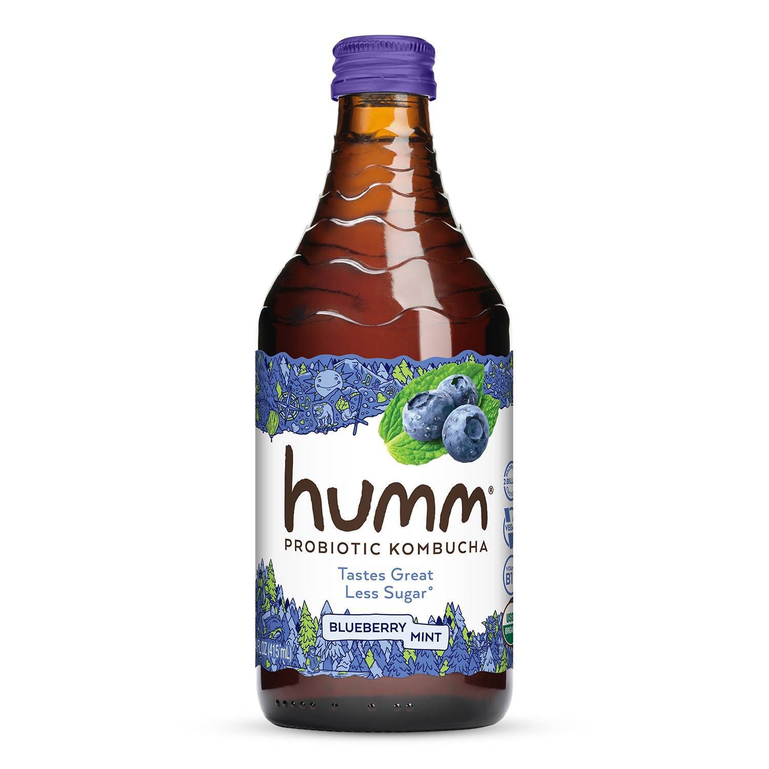 slide 1 of 4, Humm Kombucha Humm Blueberry Mint Kombucha - 12 fl oz, 12 fl oz