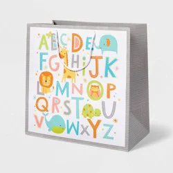 Large ABC's and Animals Baby Shower Gift Bag - Spritz™: Multicolor Paper, Typography Pattern, 15"x15"x8"