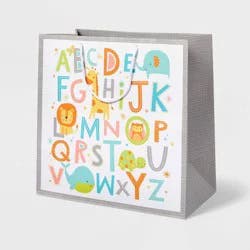 Large ABC's and Animals Baby Shower Gift Bag - Spritz™: Multicolor Paper, Typography Pattern, 15"x15"x8"