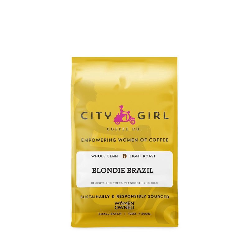 slide 1 of 3, City Girl Coffee Co. Blondie: Brazil Light Roast Whole Bean Coffee, 12 oz