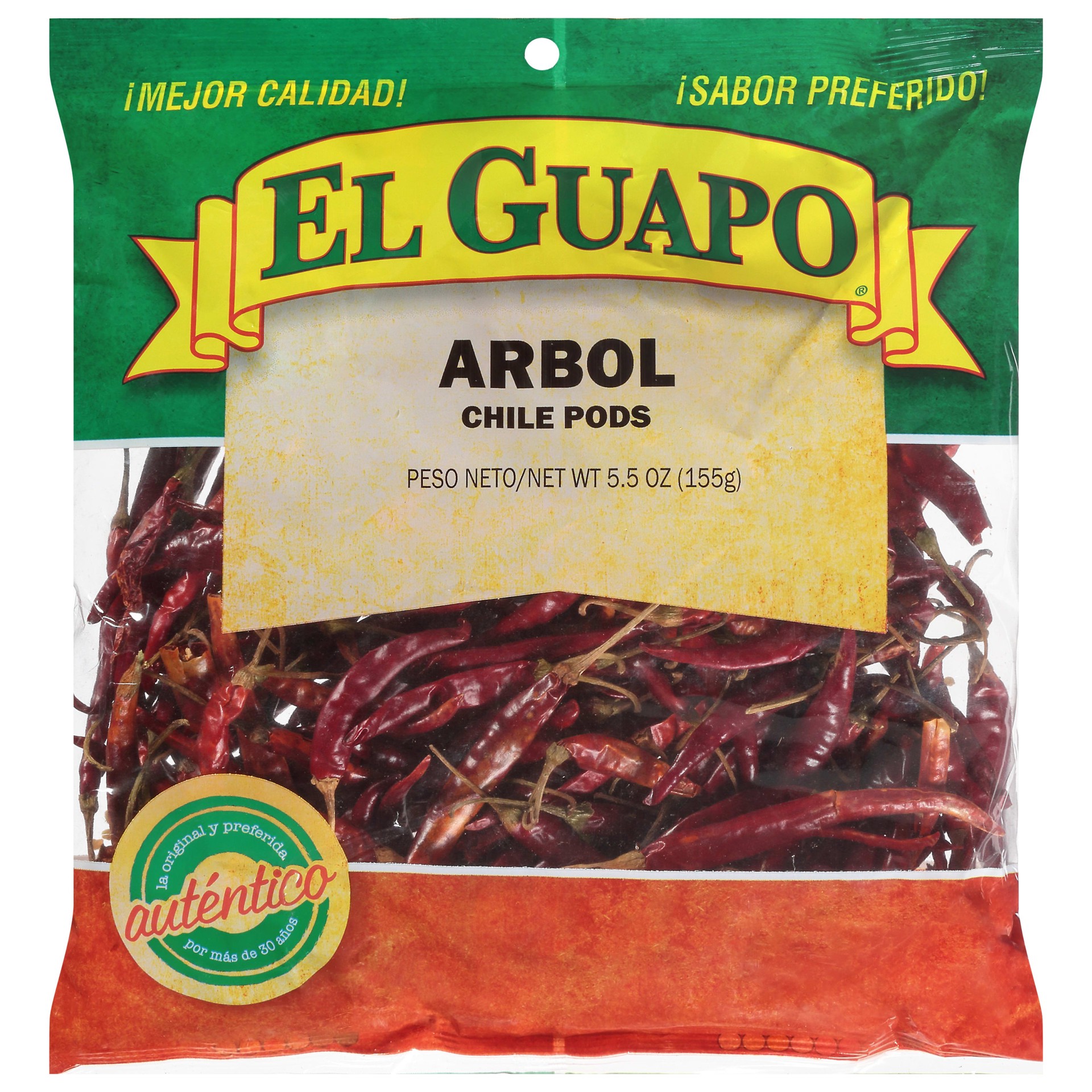 slide 1 of 5, El Guapo Whole Arbol Chili Pods (Chile de Arbol Entero), 5.5 oz, 5.5 oz