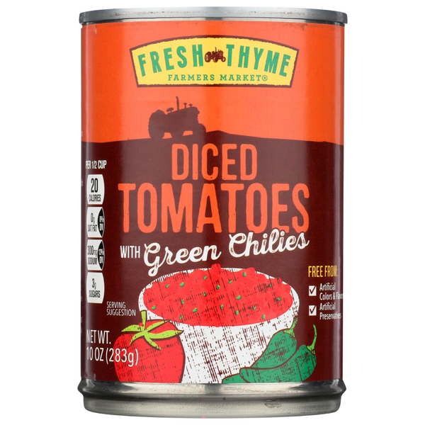 slide 1 of 1, Fresh Thyme Diced Tomatoes With Green Chiles, 1 ct