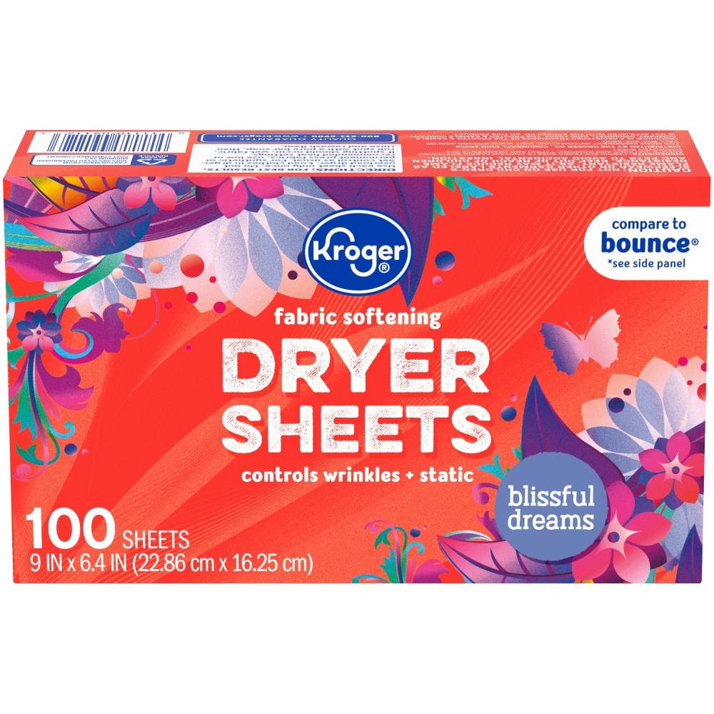 slide 1 of 1, Kroger Fabric Softening Blissful Dreams Scent Dryer Sheets, 100 ct