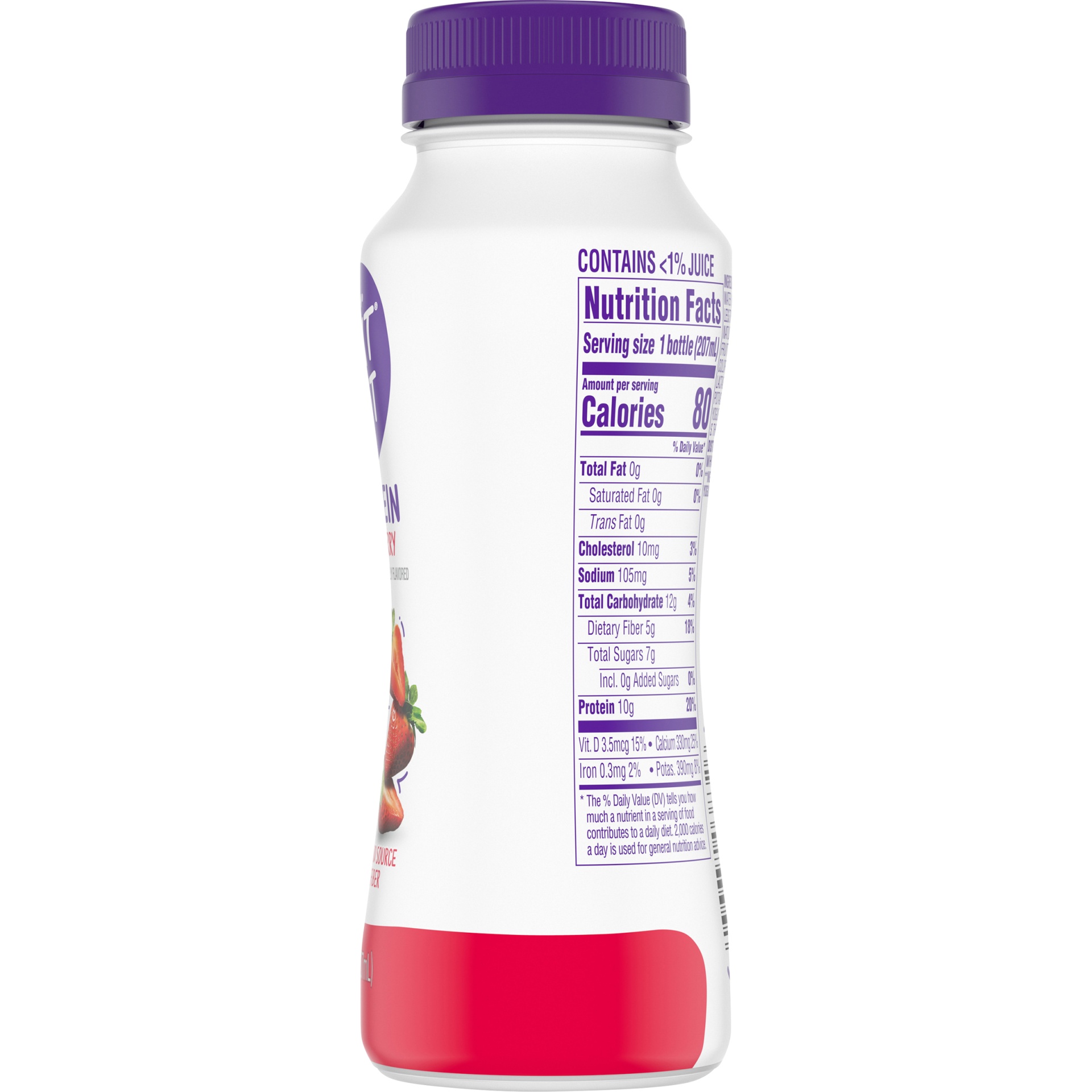 slide 2 of 7, Light + Fit Nonfat Strawberry Protein Smoothie Yogurt Drink, 7 fl oz