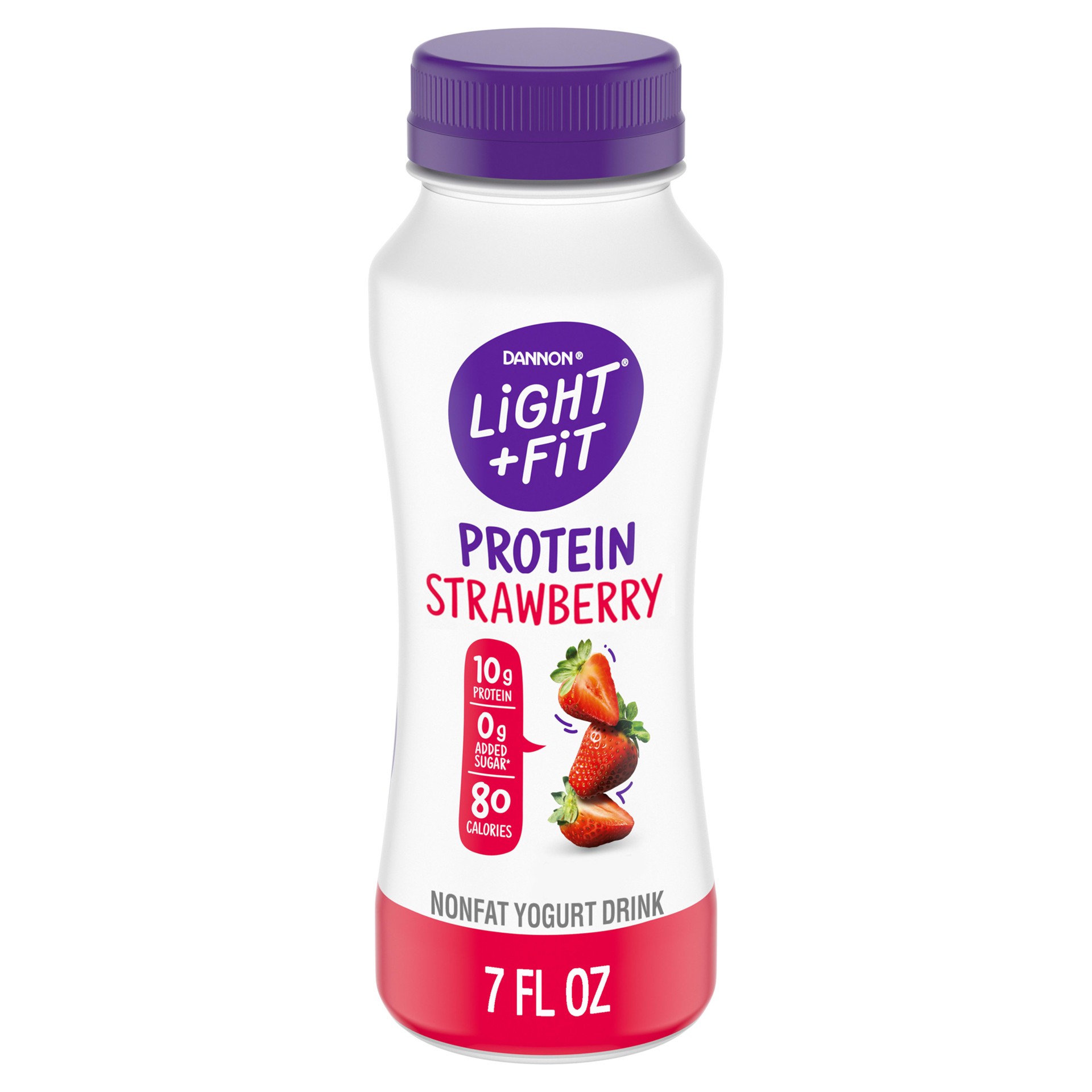 slide 9 of 14, Light + Fit Dannon Light + Fit Nonfat Yogurt Drink Protein Smoothie, Strawberry, 0g Added Sugar*, 7 oz., 7 fl oz