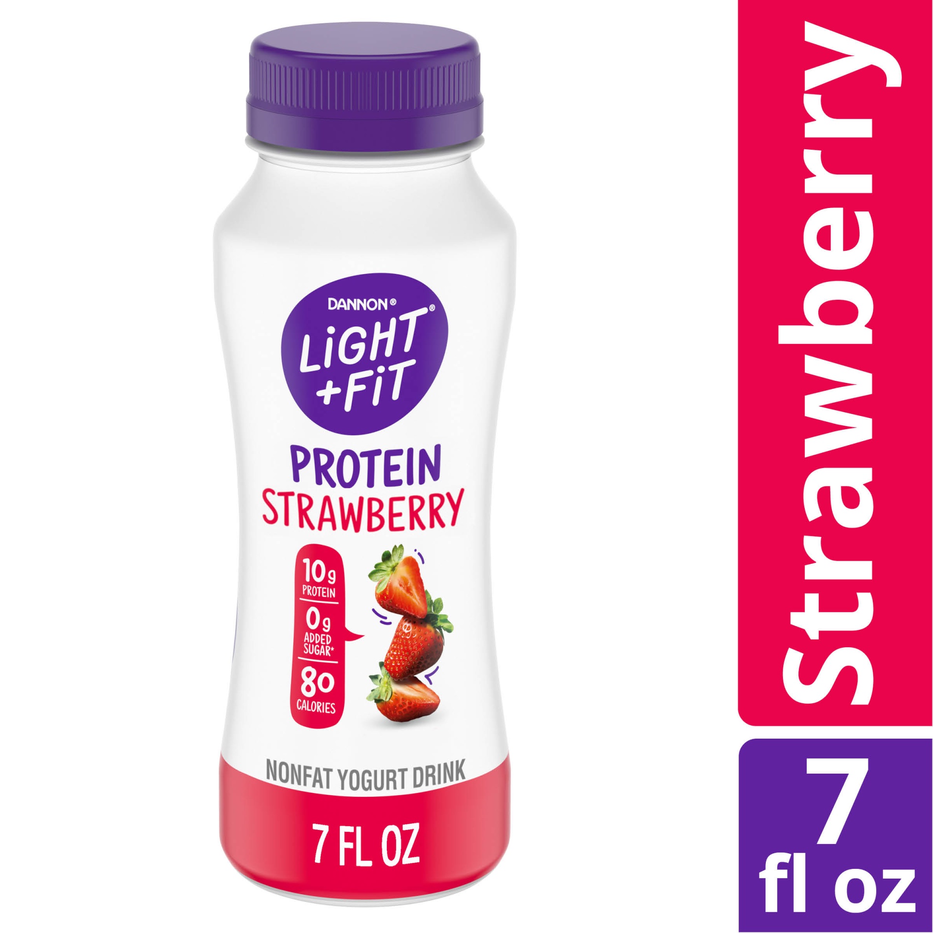 slide 1 of 7, Light + Fit Nonfat Strawberry Protein Smoothie Yogurt Drink, 7 fl oz