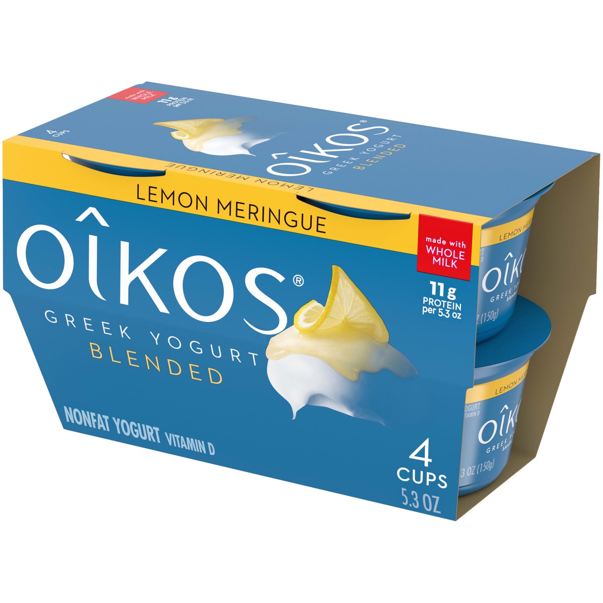 slide 1 of 1, Oikos Whole Milk Greek Yogurt, Lemon Meringue, 5.3 oz., 4 Pack, 5.3 oz