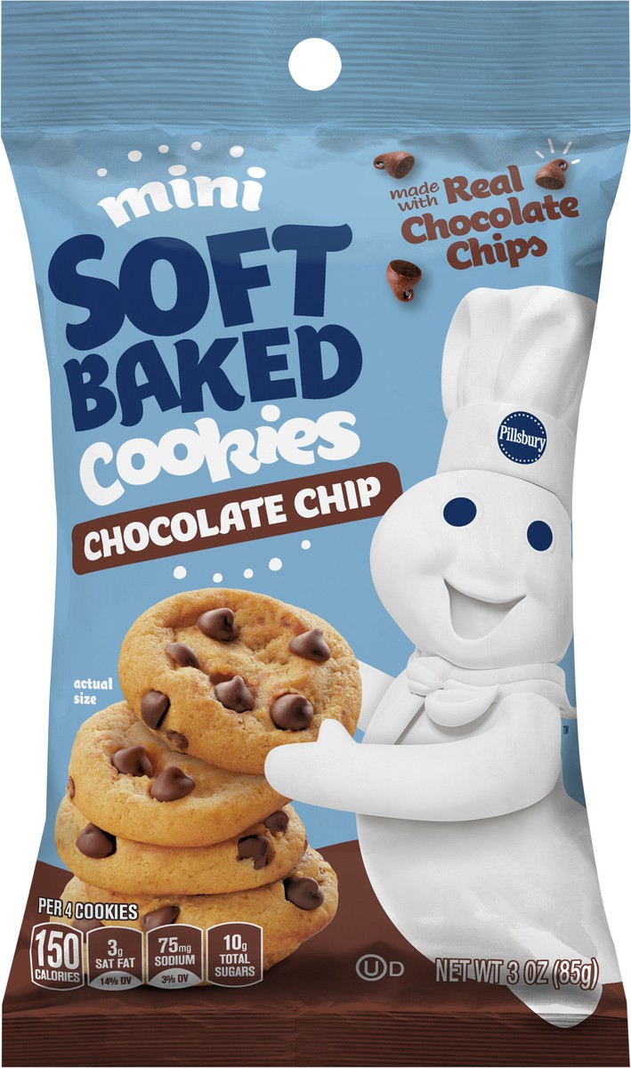 slide 8 of 14, Pillsbury Mini Chocolate Chip Soft Baked Cookies, 3 oz, 3 oz