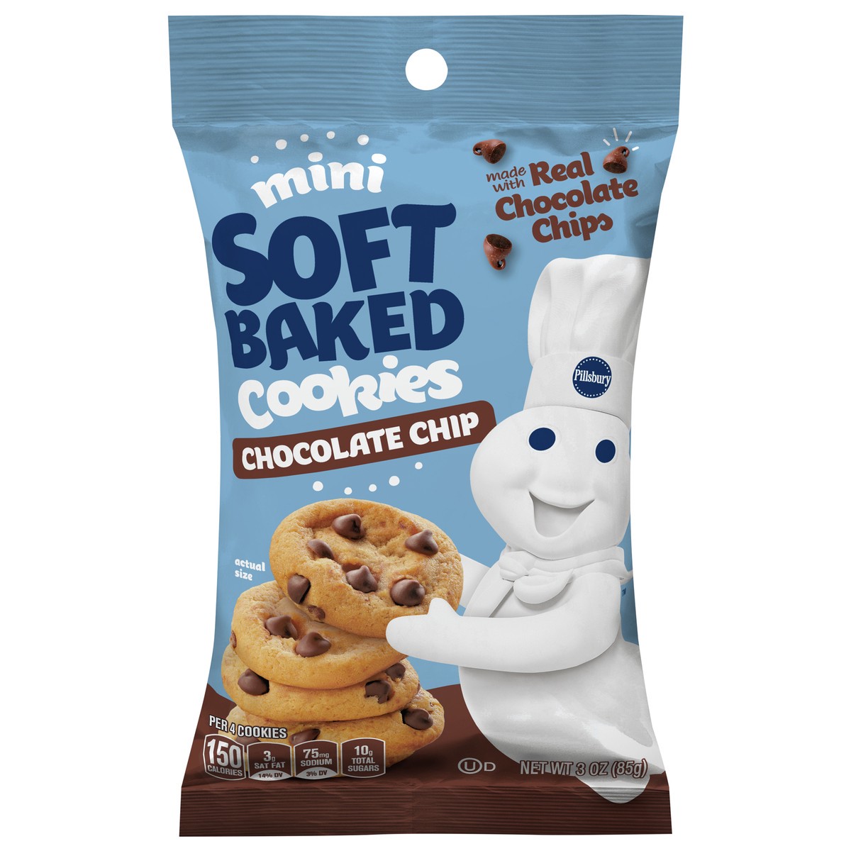 slide 9 of 14, Pillsbury Mini Chocolate Chip Soft Baked Cookies, 3 oz, 3 oz