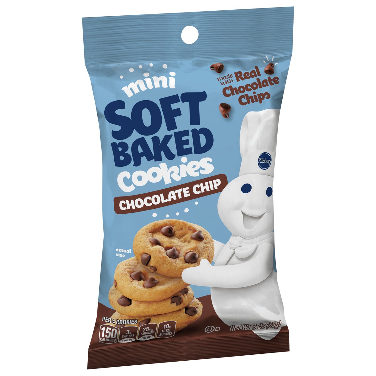 slide 5 of 14, Pillsbury Mini Chocolate Chip Soft Baked Cookies, 3 oz, 3 oz