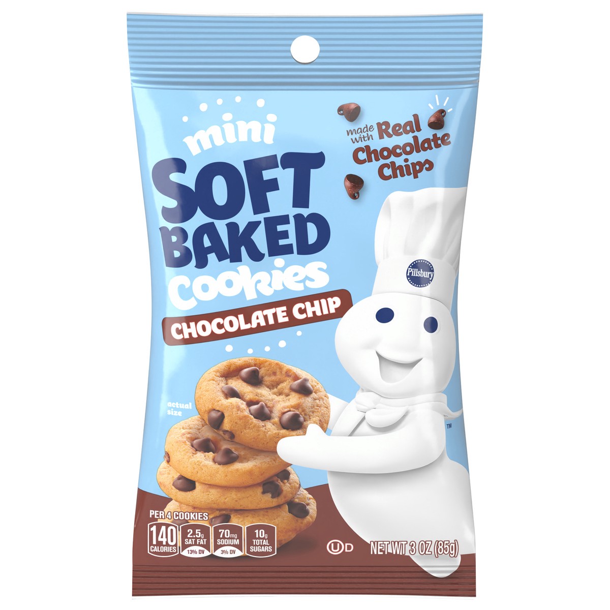 slide 1 of 14, Pillsbury Mini Chocolate Chip Soft Baked Cookies, 3 oz, 3 oz