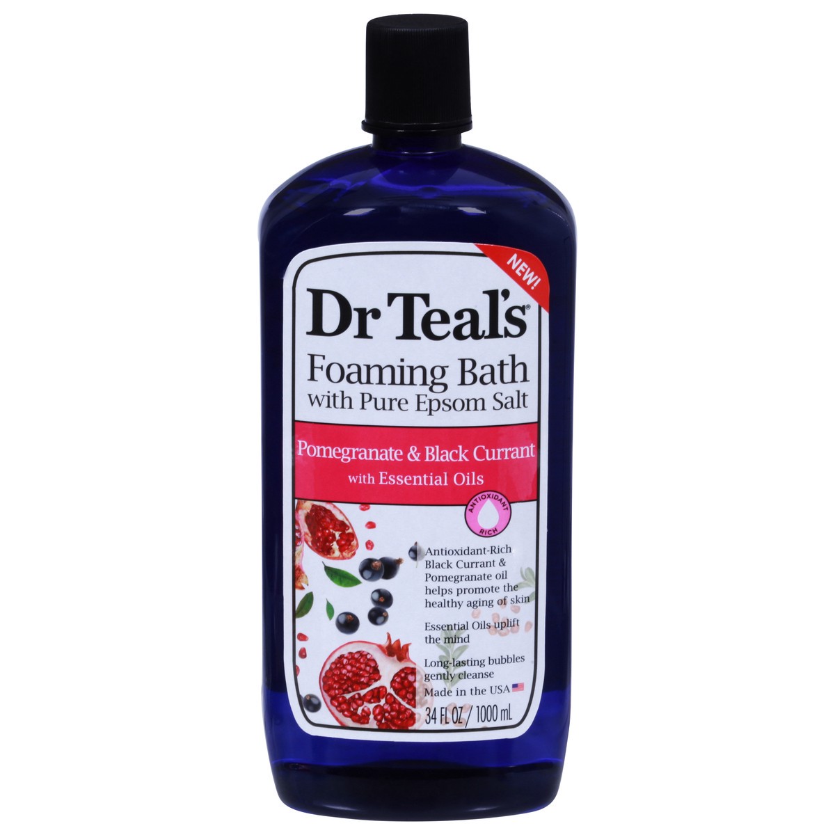 slide 1 of 1, Dr. Teal's Pomegranate & Black Currant Foaming Bath with Pure Epsom Salt with Pure Epsom Salt 34 fl oz, 34 fl oz