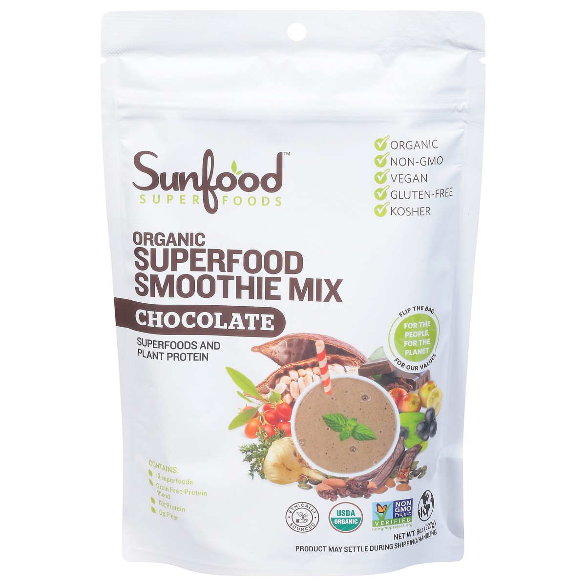 slide 1 of 9, SunFood Superfoods Organic Chocolate Superfood Smoothie Mix 8 oz, 8 oz