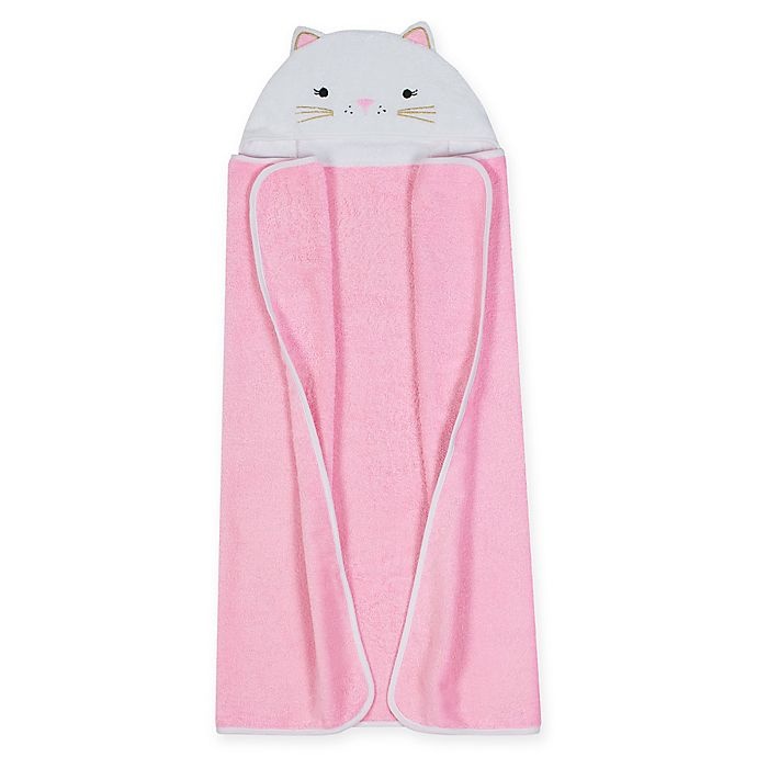 slide 1 of 3, Just Born Kitten Hooded Towel - Pink/White, 1 ct