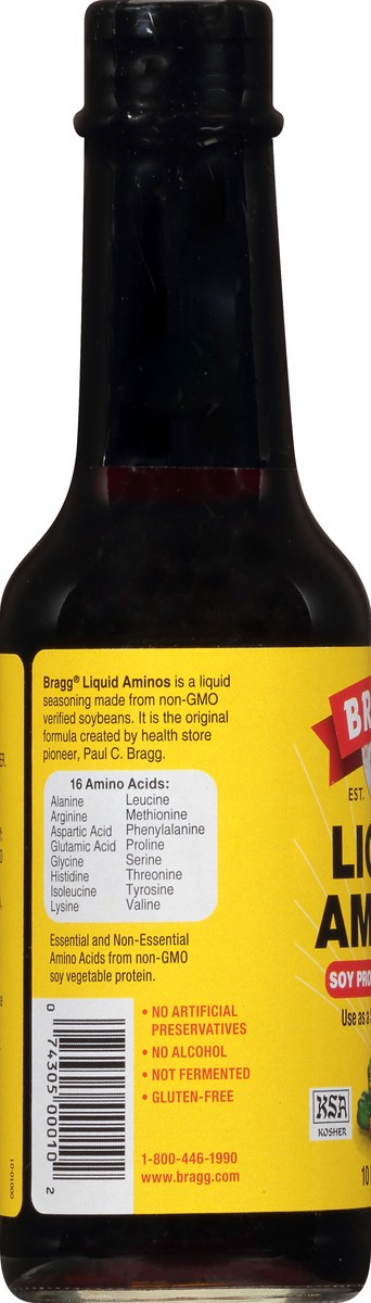 slide 10 of 12, Bragg Liquid Aminos Soy Protein Seasoning, 10 oz