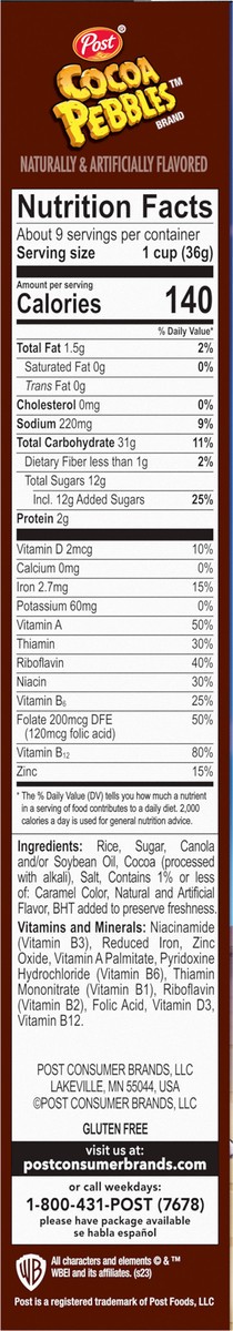 slide 8 of 9, Post Cocoa PEBBLES Cereal, 11 OZ Box, 11 oz