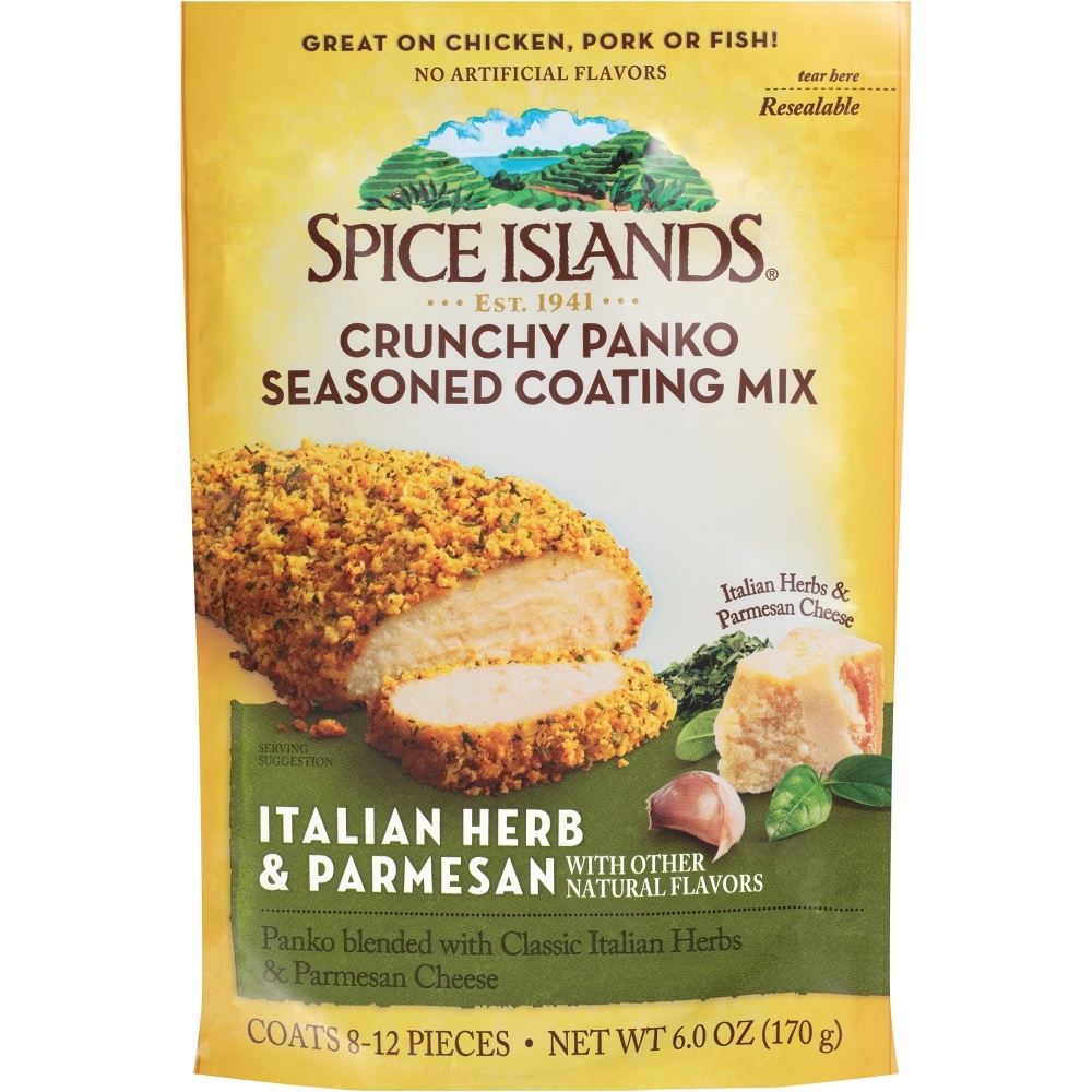 slide 1 of 1, Spice Islands Italian Herb & Parmesan Crunchy Panko Seasoned Coating Mix, 6 oz