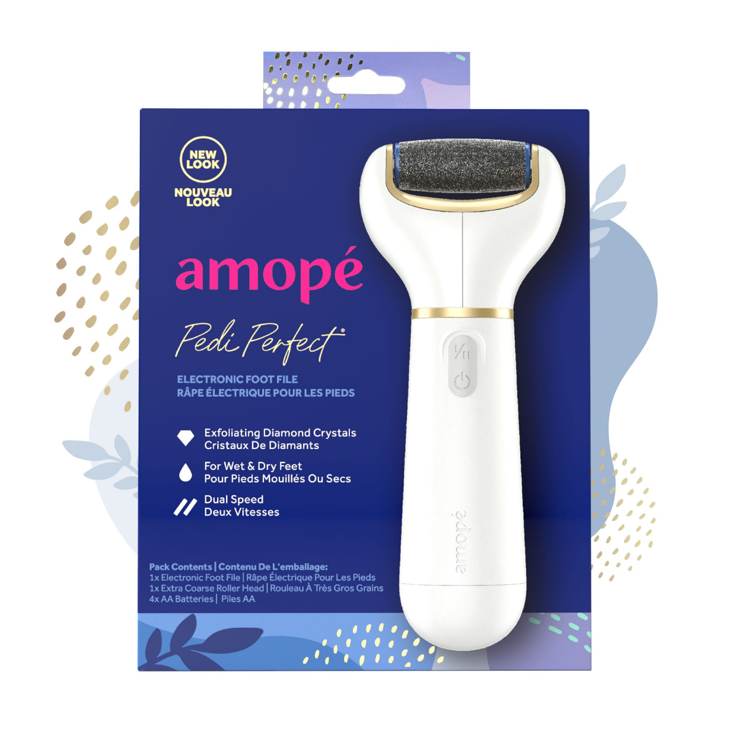 slide 1 of 5, Amope Amopé Pedi Perfect Electronic Foot File with Diamond Crystals for Feet, Removes Hard and Dead Skin – 1 Count, 1 ct