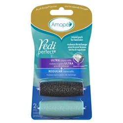 Amope Pedi Perfect Electronic Foot File Extra Coarse &amp; Soft Touch Rollers/Refills With Diamond Crystals