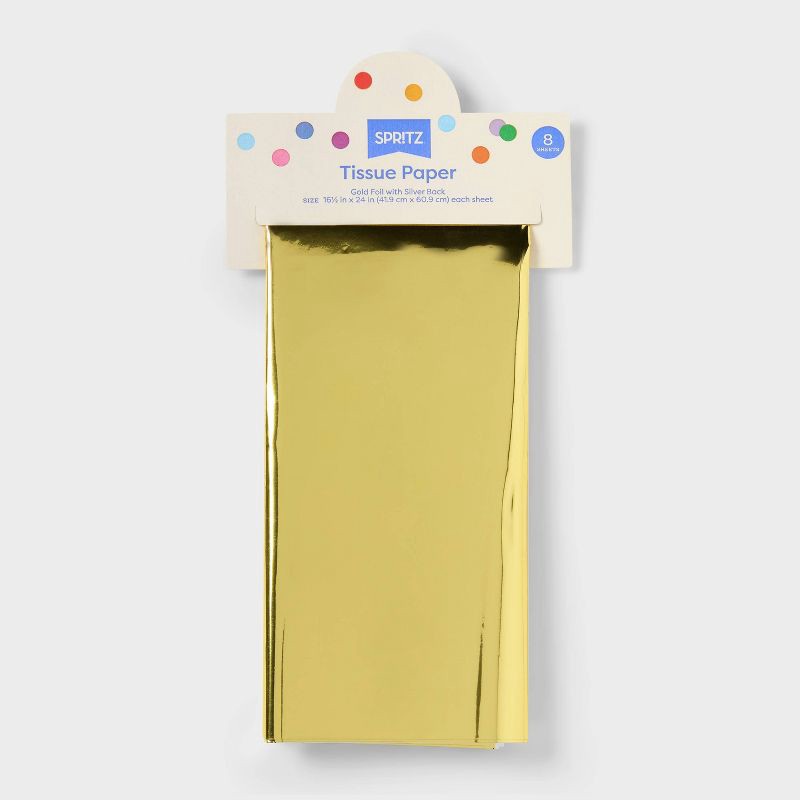 slide 3 of 3, 8ct Tissue Paper Gold Foil - Spritz™, 8 ct