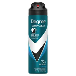 Degree Men's Ultraclear Black + White Fresh 72-Hour Antiperspirant & Deodorant Dry Spray - 3.8oz