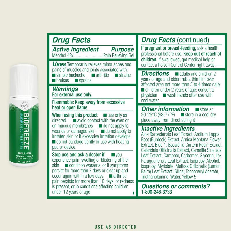 slide 2 of 12, Biofreeze Pain Relieving Roll-On - 2.5 fl oz, 2.5 fl oz