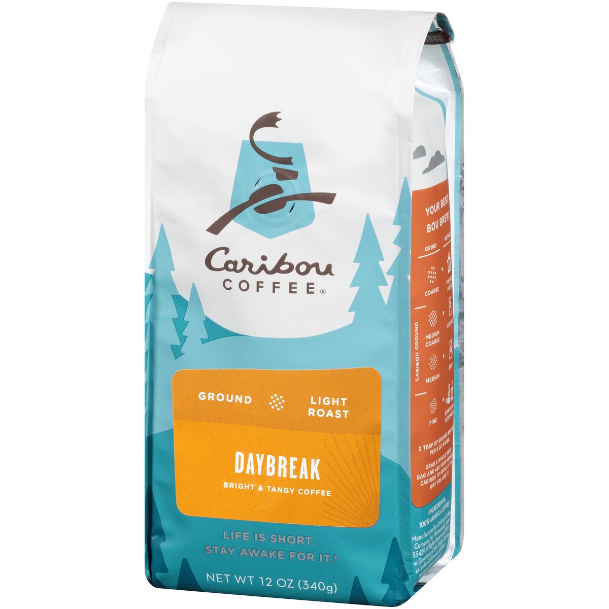 slide 6 of 9, Caribou Coffee Daybreak Light Roast Ground Coffee 12 oz. Stand-Up Bag, 12 oz