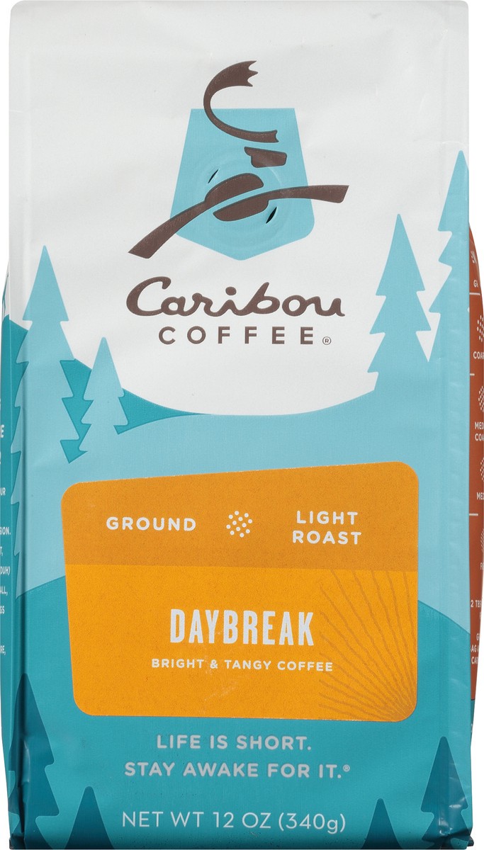 slide 8 of 9, Caribou Coffee Daybreak Light Roast Ground Coffee 12 oz. Stand-Up Bag, 12 oz