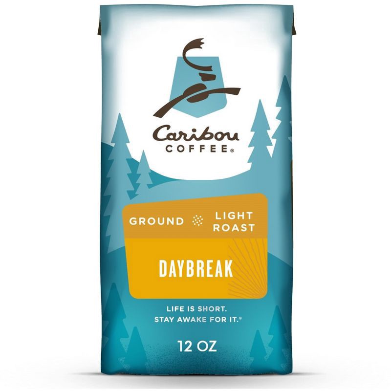 slide 1 of 9, Caribou Coffee Daybreak Light Roast Ground Coffee 12 oz. Stand-Up Bag, 12 oz